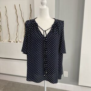 MICHAEL Michael Kors Navy Polka Dot Blouse